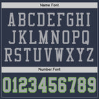 Custom Navy Gray-Neon Green Mesh Authentic Throwback Football Jersey photo 3