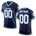 Custom Navy White-Light Blue Mesh Authentic Throwback Football Jersey