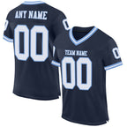 Custom Navy White-Light Blue Mesh Authentic Throwback Football Jersey photo 1