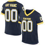 Custom Navy White-Gold Mesh Authentic Throwback Football Jersey photo 1