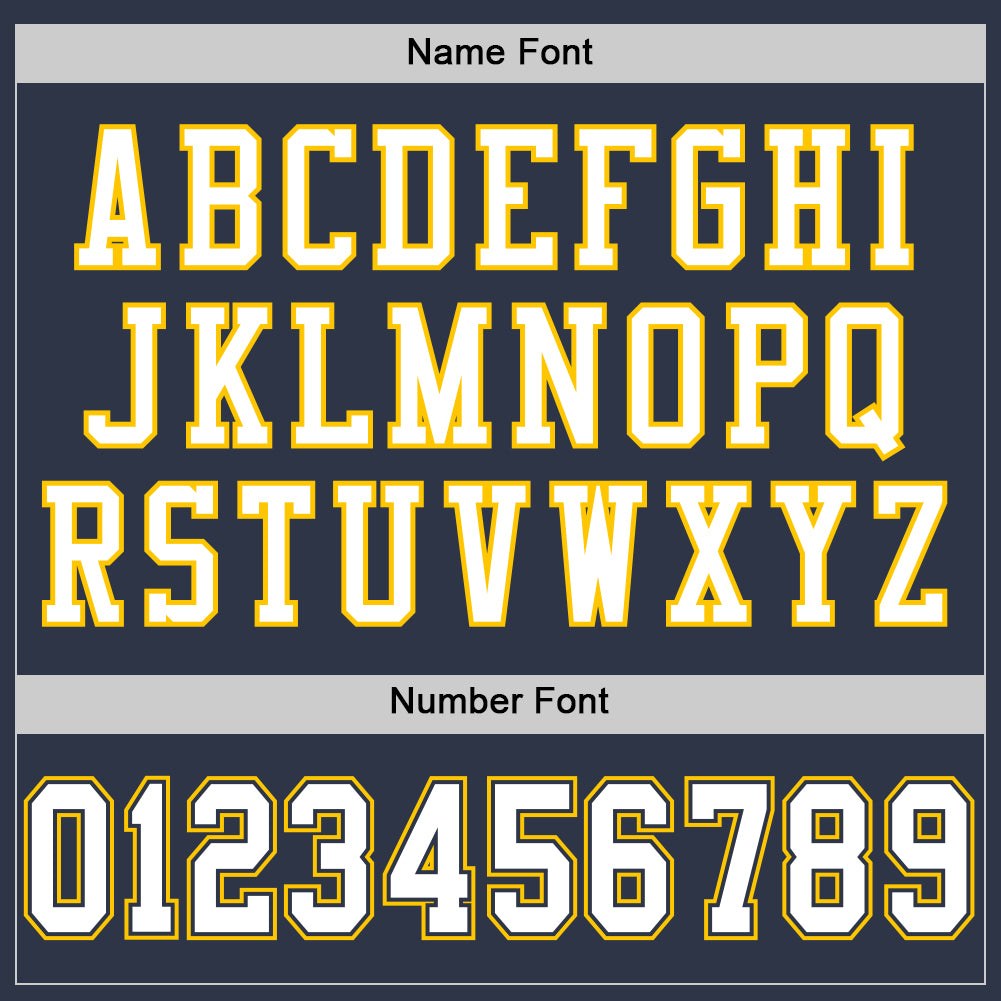 Custom Navy White-Gold Mesh Authentic Throwback Football Jersey photo 3