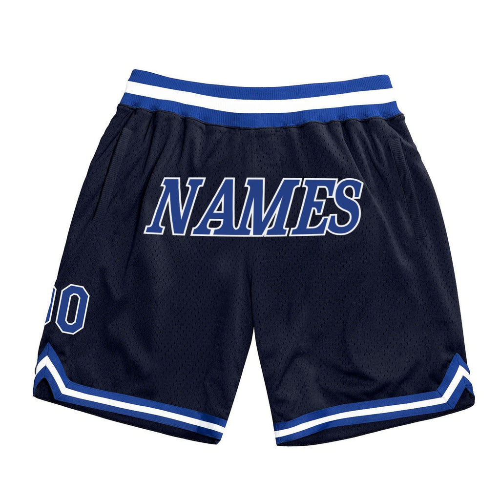 Custom Navy Royal-White Authentic Throwback Basketball Shorts photo 1