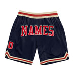 Custom Navy Red-Cream Authentic Throwback Basketball Shorts photo 1