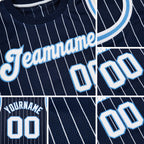 Custom Navy White Pinstripe White-Light Blue Authentic Basketball Jersey detail