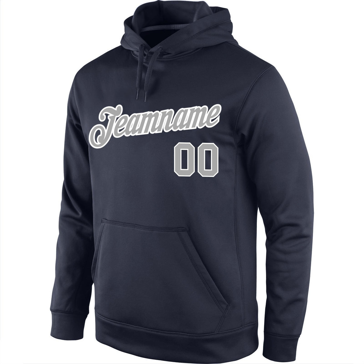 Custom Stitched Navy Gray-White Sports Pullover Sweatshirt Hoodie photo 2