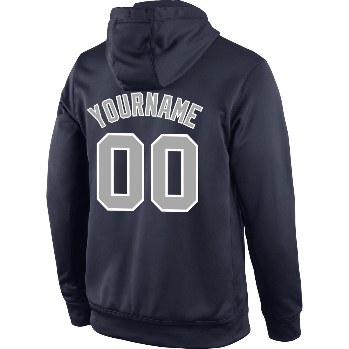Custom Stitched Navy Gray-White Sports Pullover Sweatshirt Hoodie photo 3