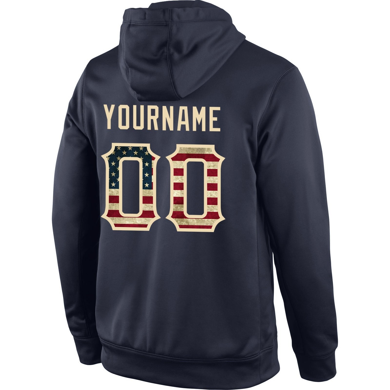 Custom Stitched Navy Vintage USA Flag-Cream Sports Pullover Sweatshirt Hoodie photo 3