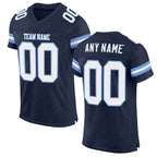 Custom Navy White-Light Blue Mesh Authentic Football Jersey
