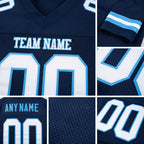 Custom Navy White-Light Blue Mesh Authentic Football Jersey detail