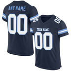 Custom Navy White-Light Blue Mesh Authentic Football Jersey photo 1