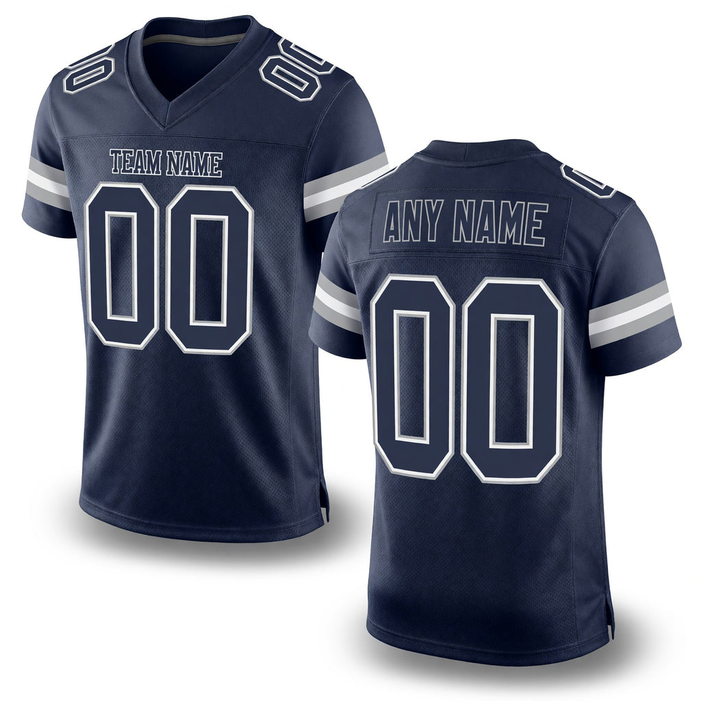 Custom Navy Navy-White Mesh Authentic Football Jersey