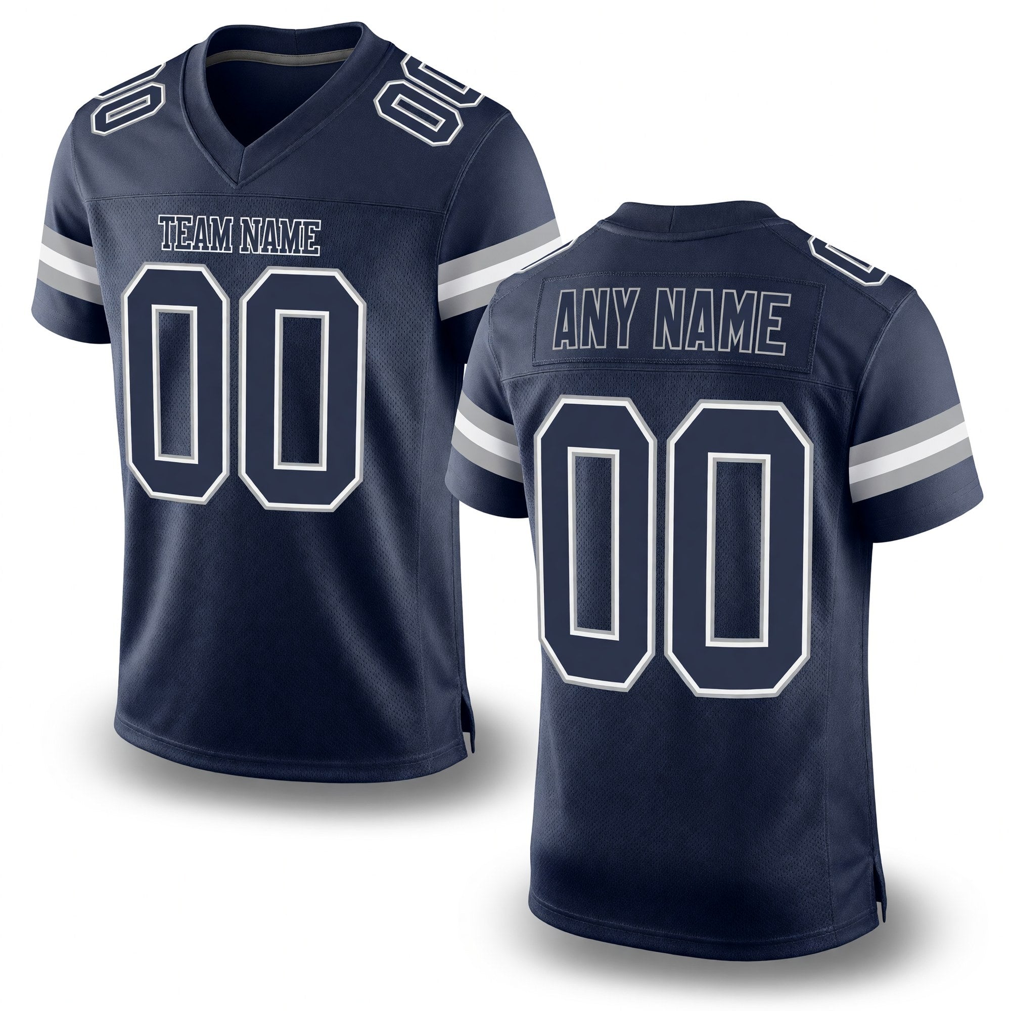 Custom Navy Navy-White Mesh Authentic Football Jersey