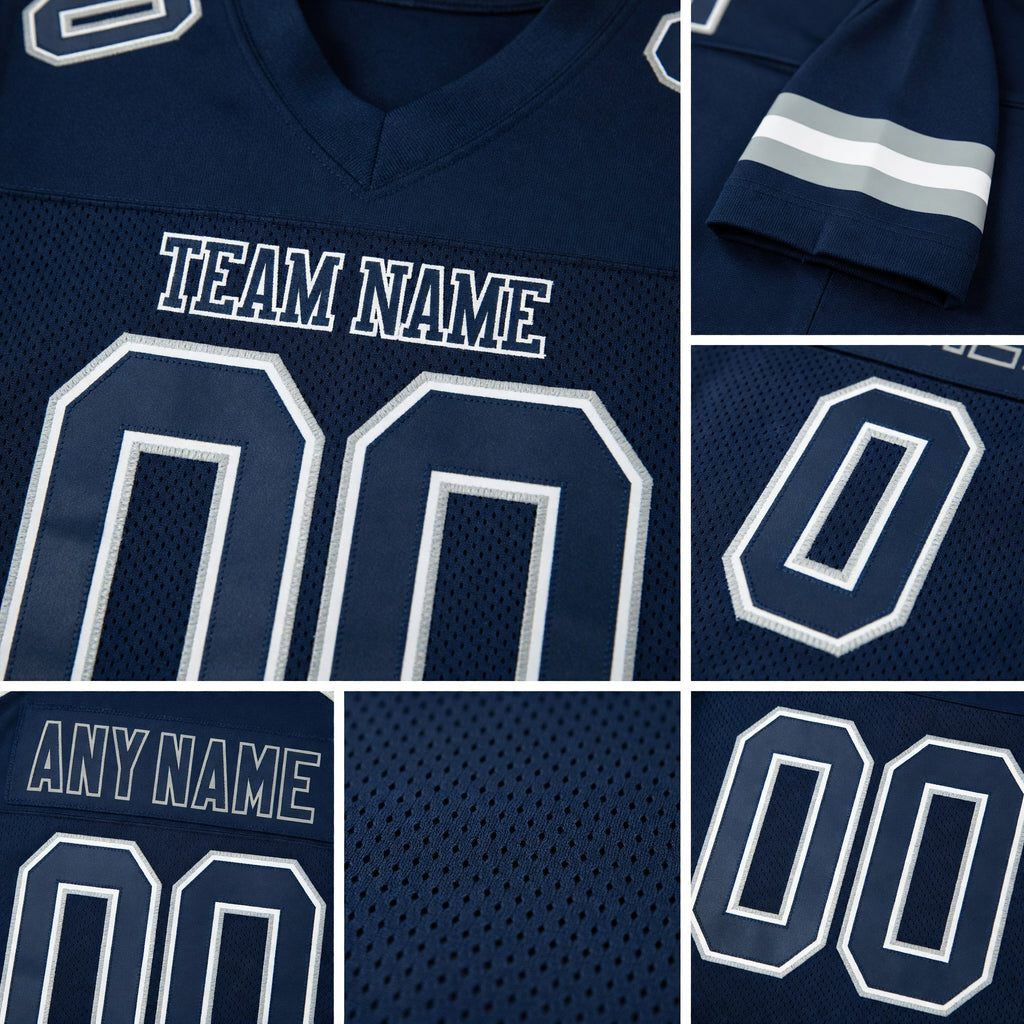 Custom Navy Navy-White Mesh Authentic Football Jersey detail
