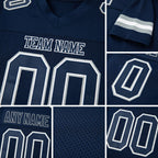 Custom Navy Navy-White Mesh Authentic Football Jersey detail