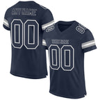 Custom Navy Navy-White Mesh Authentic Football Jersey photo 1
