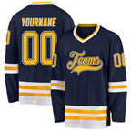 Custom Navy Gold-White Hockey Jersey photo 1