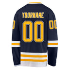 Custom Navy Gold-White Hockey Jersey photo 3