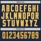 Custom Navy Gold-White Hockey Jersey photo 4