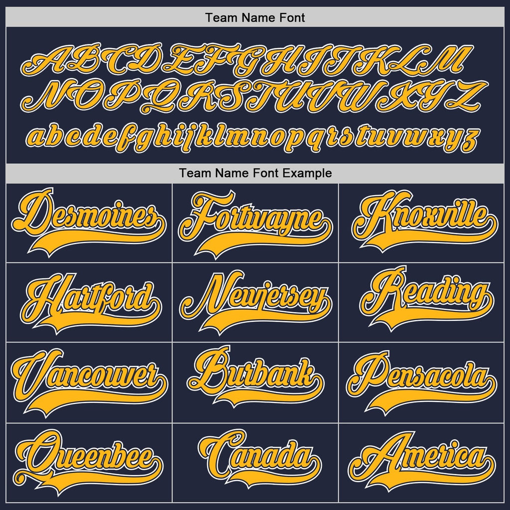 Custom Navy Gold-White Hockey Jersey photo 5