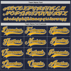 Custom Navy Gold-White Hockey Jersey photo 5