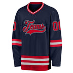 Custom Navy Red-Gray Hockey Jersey photo 2