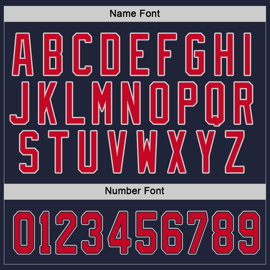 Custom Navy Red-Gray Hockey Jersey photo 4