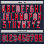 Custom Navy Red-Gray Hockey Jersey photo 4