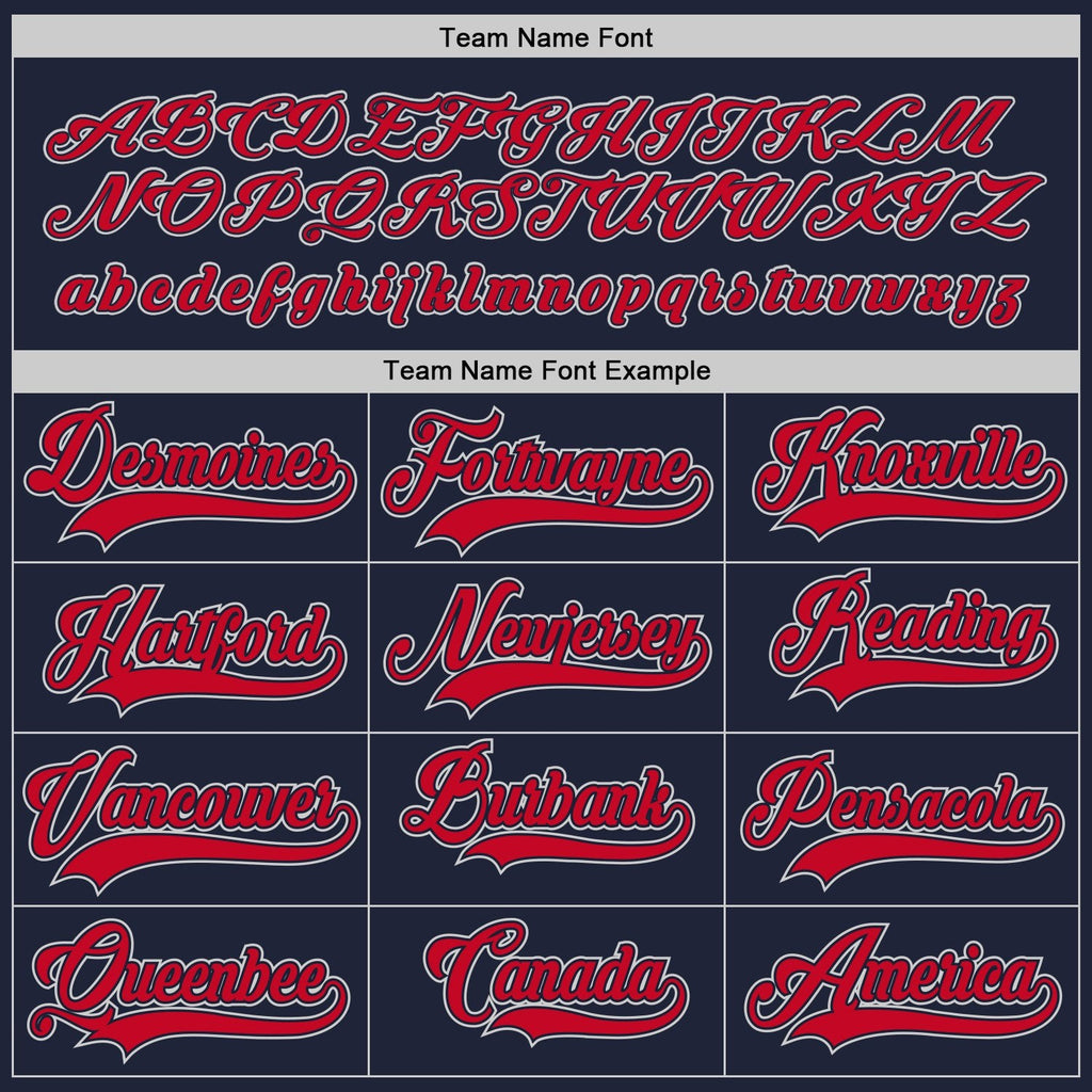 Custom Navy Red-Gray Hockey Jersey photo 5