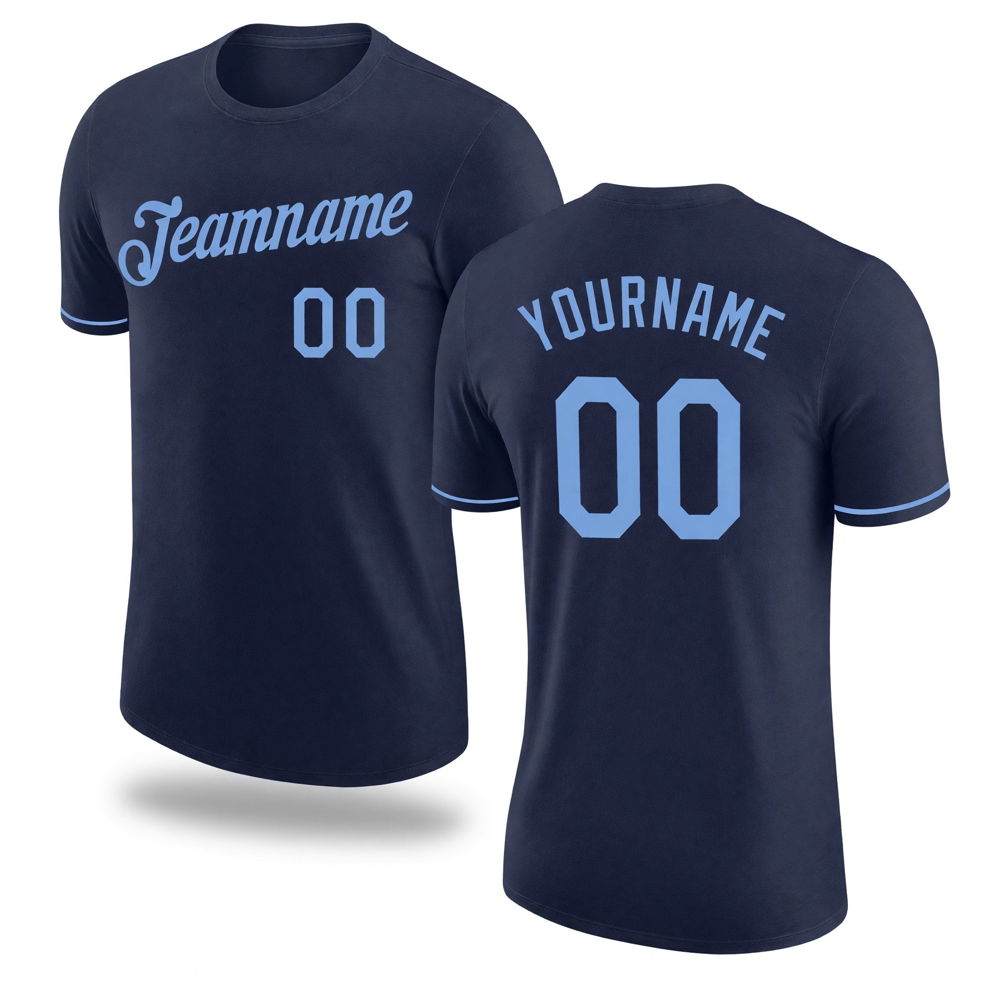 Custom Navy Light Blue Performance T-Shirt