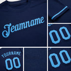 Custom Navy Light Blue Performance T-Shirt detail