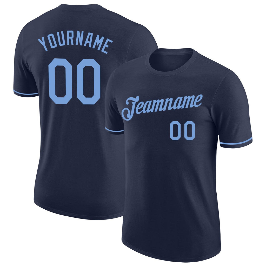 Custom Navy Light Blue Performance T-Shirt photo 1
