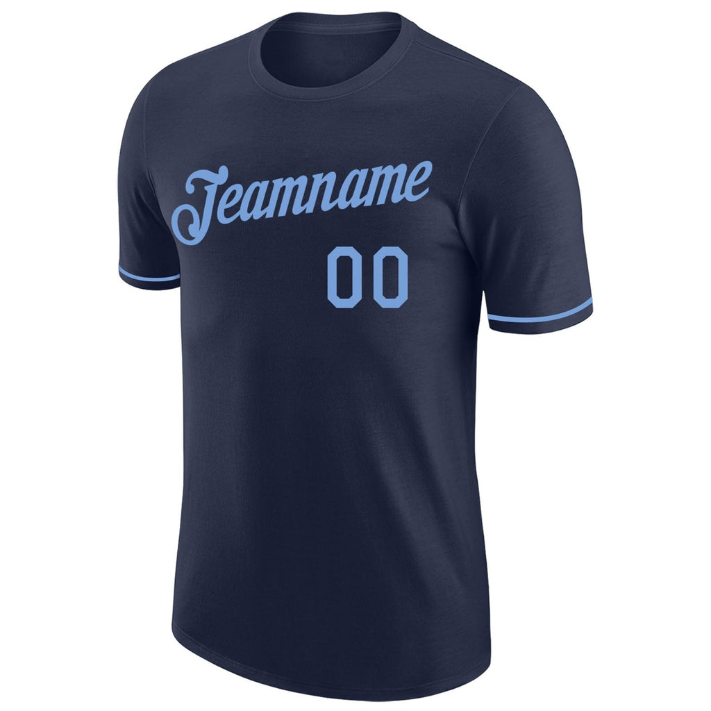 Custom Navy Light Blue Performance T-Shirt photo 4