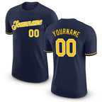 Custom Navy Gold-White Performance T-Shirt