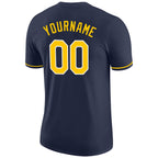 Custom Navy Gold-White Performance T-Shirt photo 5