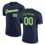 Custom Navy Neon Green-White Performance T-Shirt