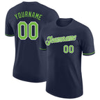 Custom Navy Neon Green-White Performance T-Shirt photo 1