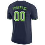 Custom Navy Neon Green-White Performance T-Shirt photo 6