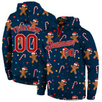 Custom Stitched Navy Red-White Christmas 3D Sports Pullover Sweatshirt Hoodie photo 1