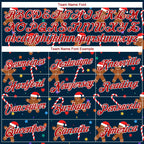 Custom Stitched Navy Red-White Christmas 3D Sports Pullover Sweatshirt Hoodie photo 4