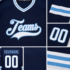Custom Navy White-Light Blue Hockey Jersey detail