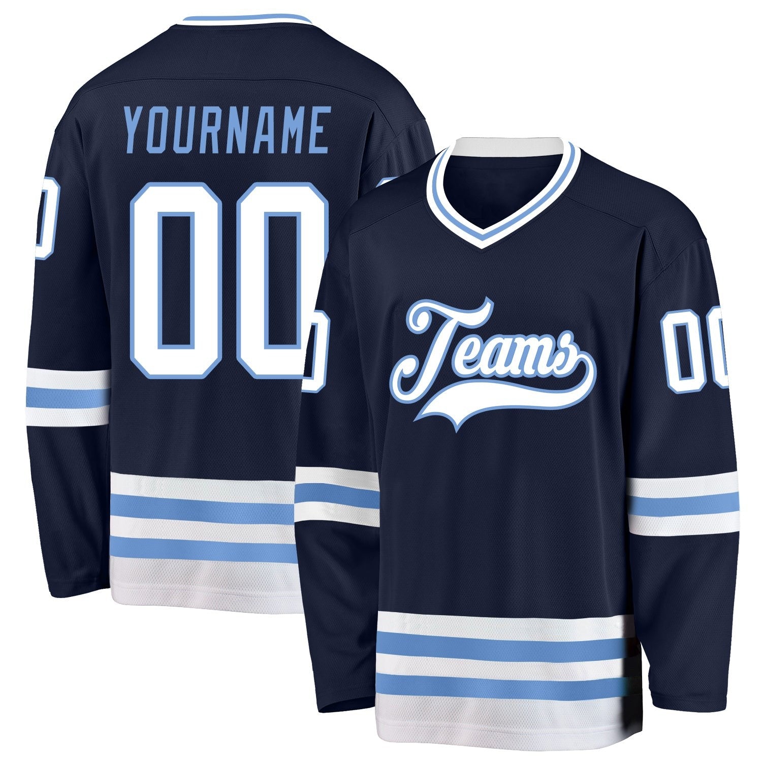Custom Navy White-Light Blue Hockey Jersey photo 1