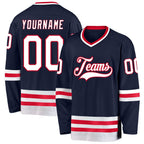 Custom Navy White-Red Hockey Jersey photo 1