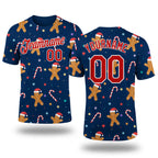 Custom Navy Red-White Christmas 3D Performance T-Shirt