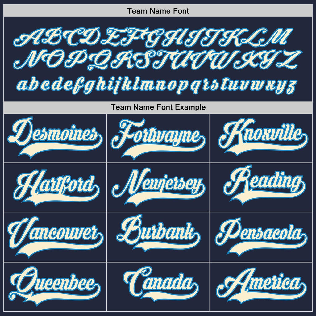 Custom Navy Cream-Blue Hockey Jersey photo 3