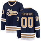 Custom Navy Old Gold-White Hockey Jersey