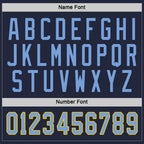 Custom Navy Light Blue-Gold Hockey Jersey photo 2