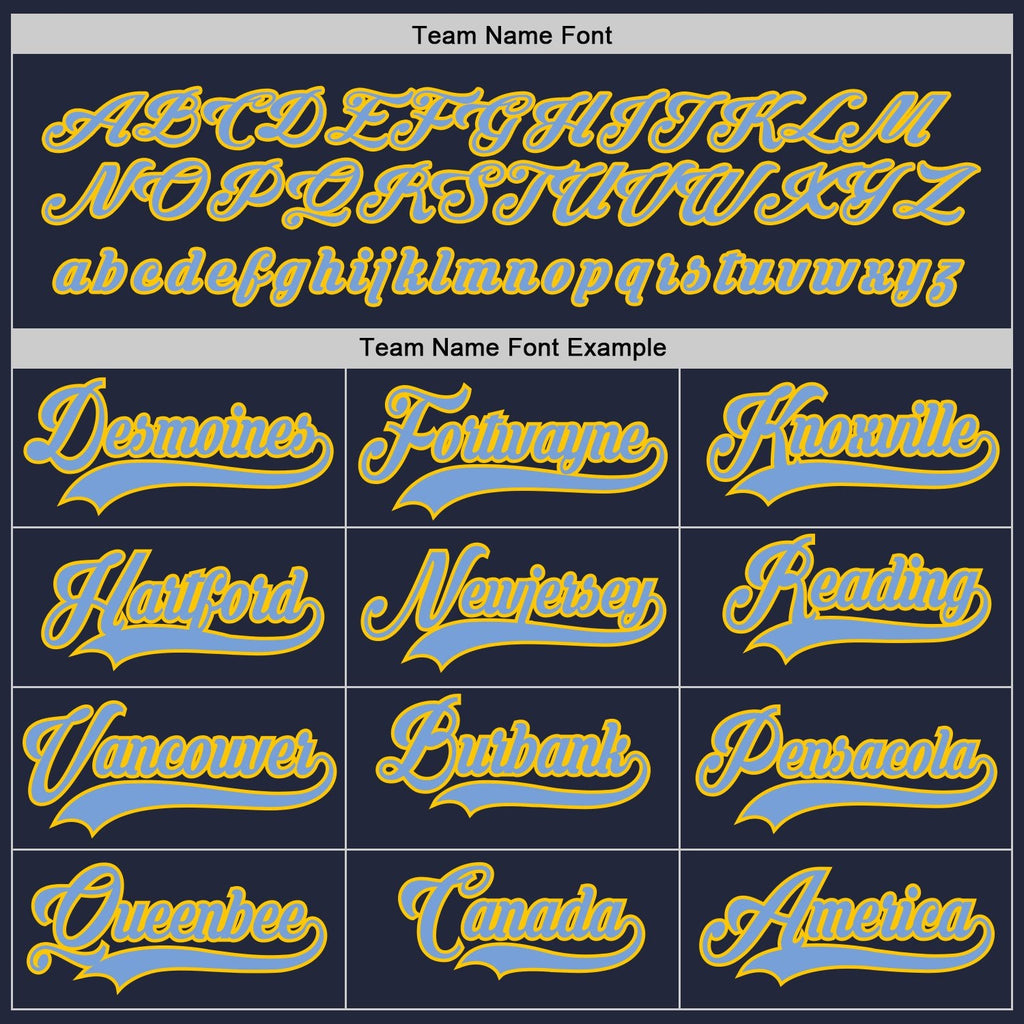 Custom Navy Light Blue-Gold Hockey Jersey photo 3