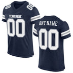 Custom Navy White-Gray Mesh Authentic Football Jersey