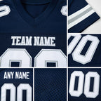 Custom Navy White-Gray Mesh Authentic Football Jersey detail