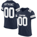 Custom Navy White-Gray Mesh Authentic Football Jersey photo 1